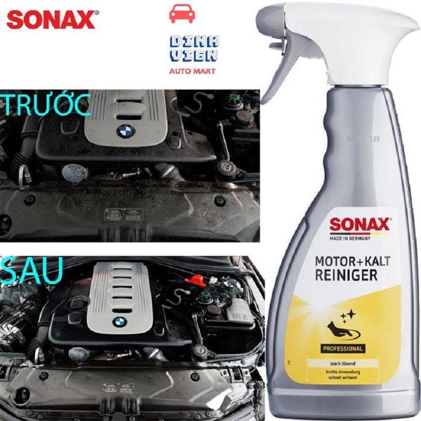 Chai Xịt Làm Sạch Khoang Động Cơ Xe Sonax Engine and Cold Cleaner 543200 làm sạch dễ dàng chất bẩn dầu mỡ khoang động cơ