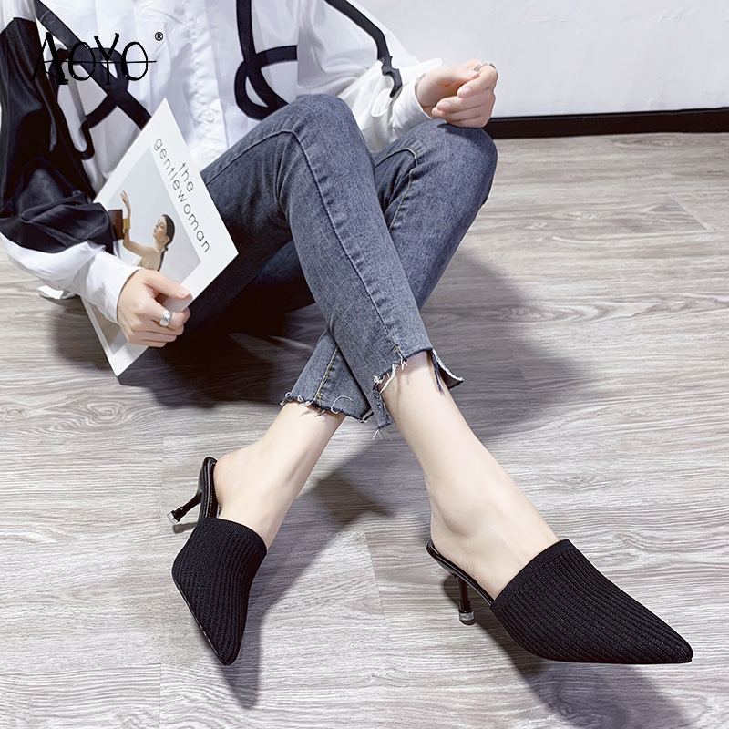 Giày Sandal cao gót nữ mũi nhọn đế chống trơn trượt