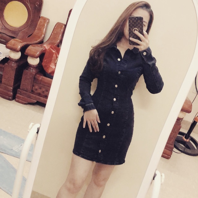 Váy bò dập khuy Zara