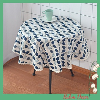 Khăn trải bàn decor trang trí nhà cửa nhiều mẫu mã cực đẹp - họa tiết Lá bodhi xanh tím KB-E05