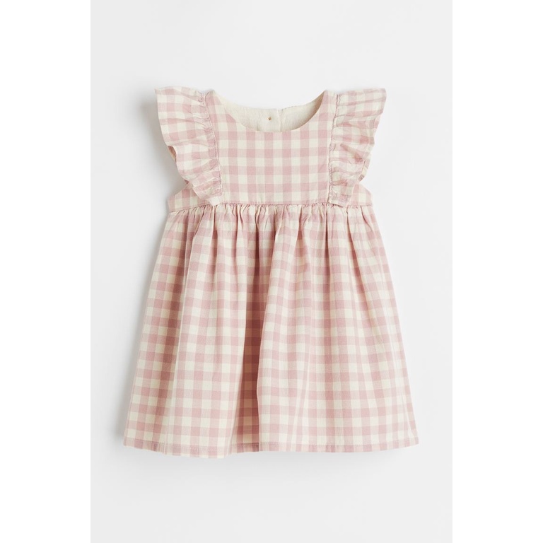 Váy xòe cotton hồng xanh HM H&M_hàng chính hãng authentic