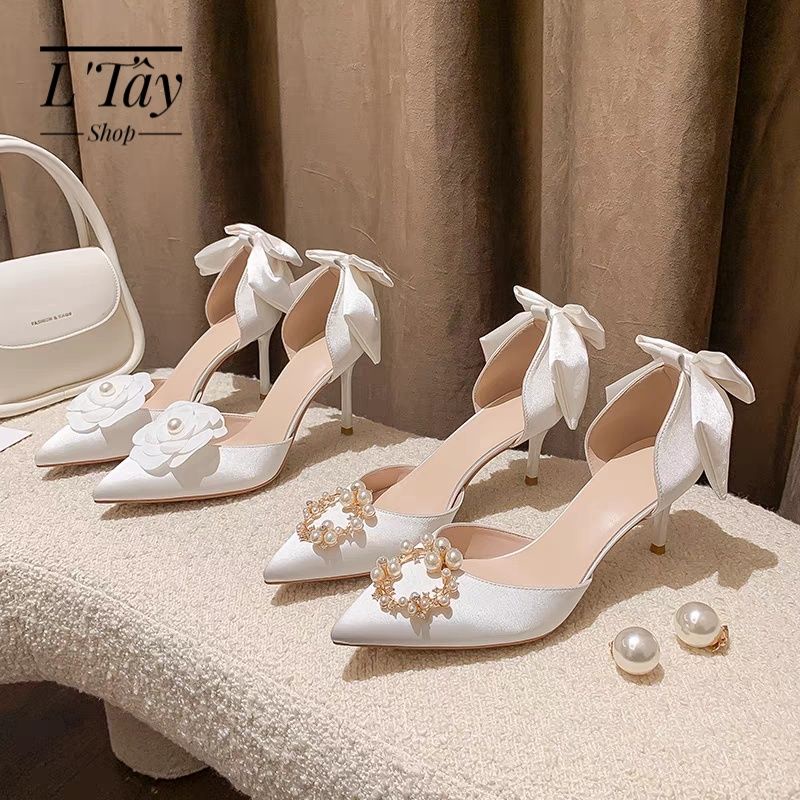 Giày cưới tiểu thư , phụ kiện có thể tháo lắp tiện lợi