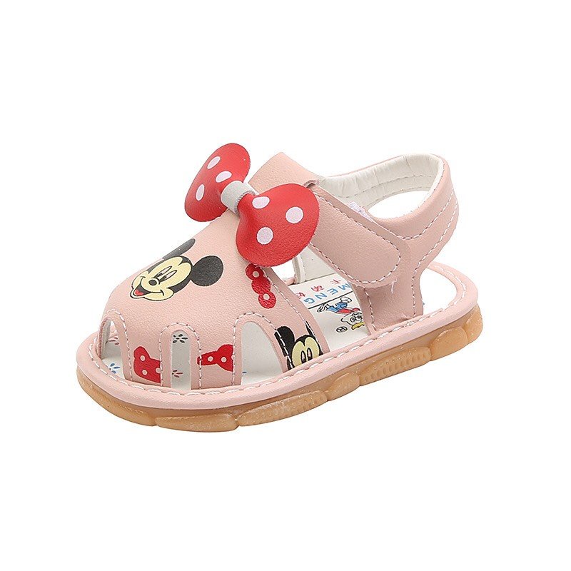 Sandal tâp đi cho bé gái hình chuột mickey có còi kêu bip bip mã A1 tập di