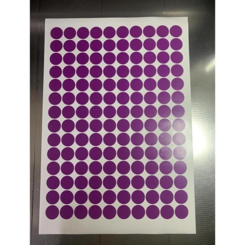 Tờ 70 - 140 tem nhãn dán decal hình tròn màu các size 1 cm, 2cm, 3 cm, 4 cm