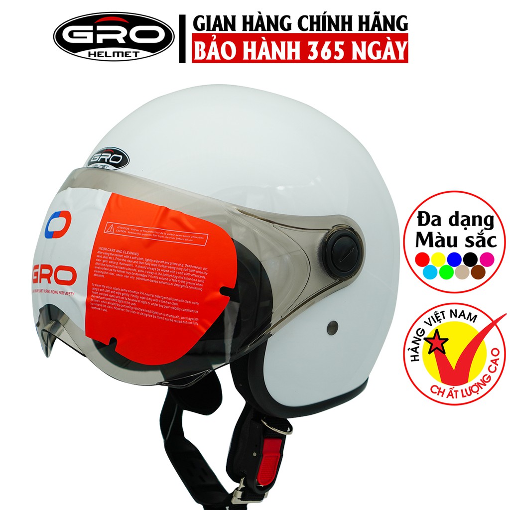 Mũ Bảo Hiểm Gro 3/4 đầu T818 kính ngắn che nửa mặt, kiểu dáng thời trang cho nữ, khóa kim loại chắc chắn - Nhiều Màu