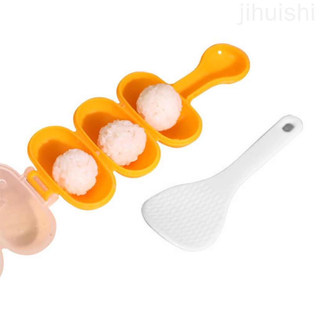 Khuôn làm cơm viên 3 ngăn bằng nhựa chống dính DIY tiện lợi chất lượng cao