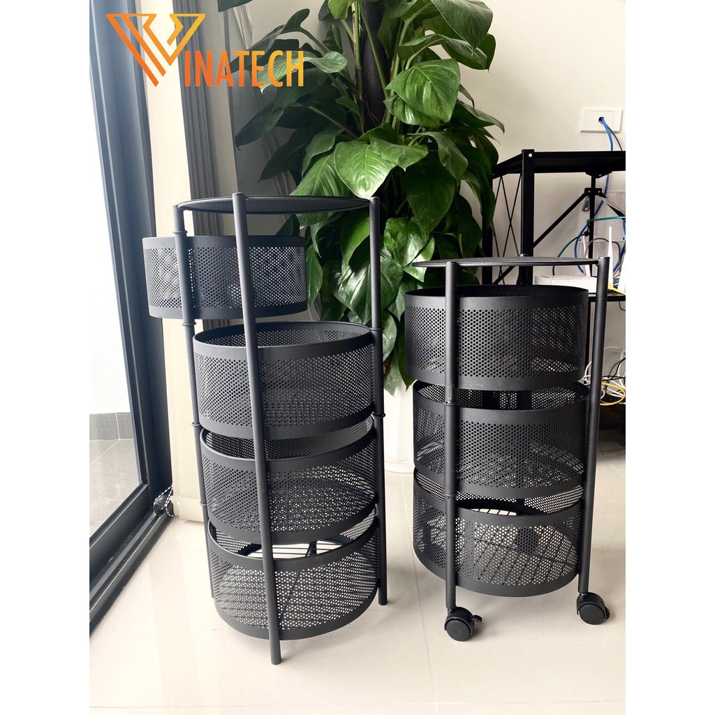 Kệ Gia Vị Nhà Bếp 3 Tầng  Rổ Hoa Quả Xoay Đa Năng Đựng Rau Củ, Giá Để Đồ Phòng Khách