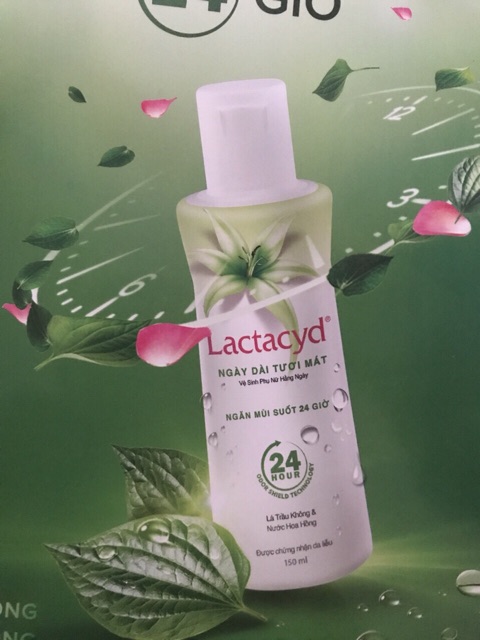 Dung dịch vệ sinh phụ nữ Lactacyd ngày dài tươi mát tính chất lá trầu không và nước hoa hồng 150ml