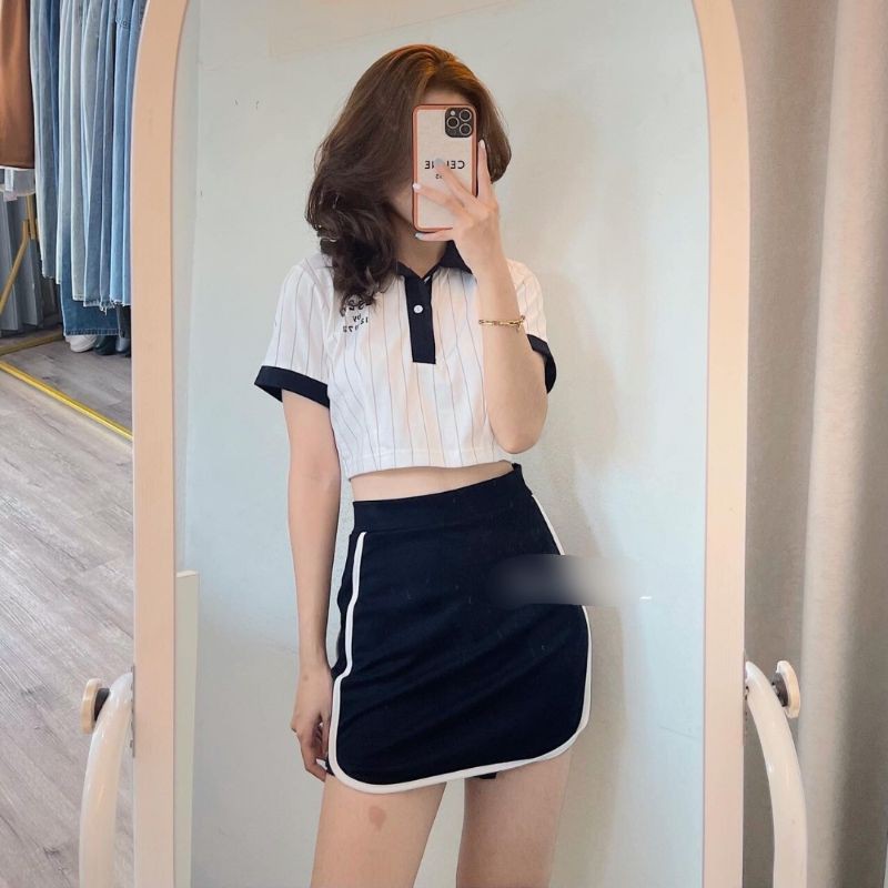 Sét Áo Croptop, Quần Giả Váy Tennis Thể Thao Năng Động Siêu Hot