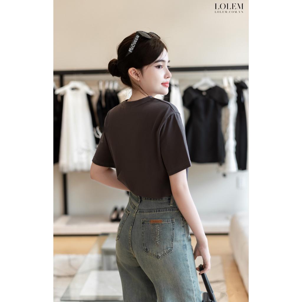 [Mã BMLTA50 giảm đến 50K đơn 99K] Áo thun nữ freesize LOLEM AP0131 in chữ nổi chất cotton co giãn tốt