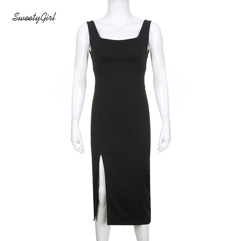 Đầm Maxi Không Tay Cổ Vuông Màu Trơn Thời Trang 2022 Quyến Rũ Cho Nữ