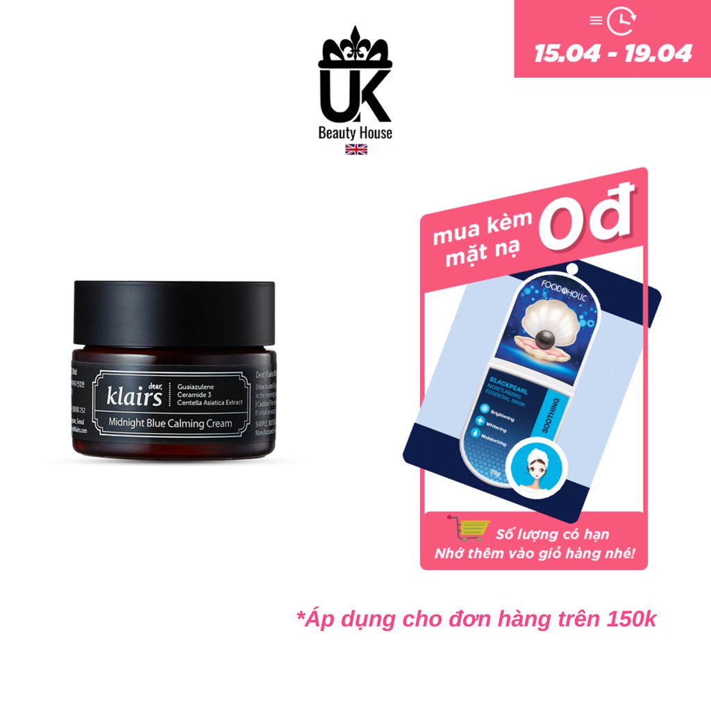 [Mã SKAMSALE8 giảm 10% đơn 200K] Kem dưỡng ẩm làm dịu và phục hồi da Klairs Midnight Blue Calming Cream 30ml