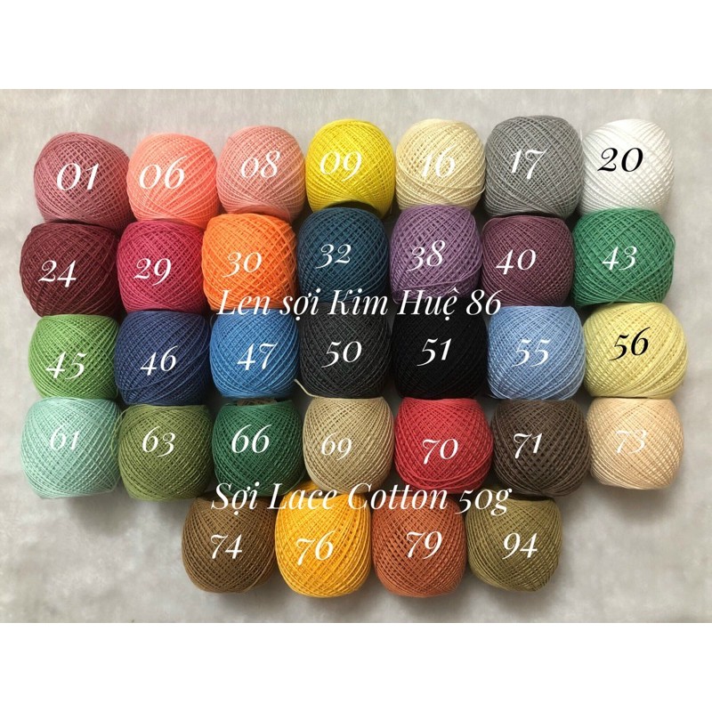 Sợi Lace Cotton ( cuộn lẻ - từ màu 56 đến 94)