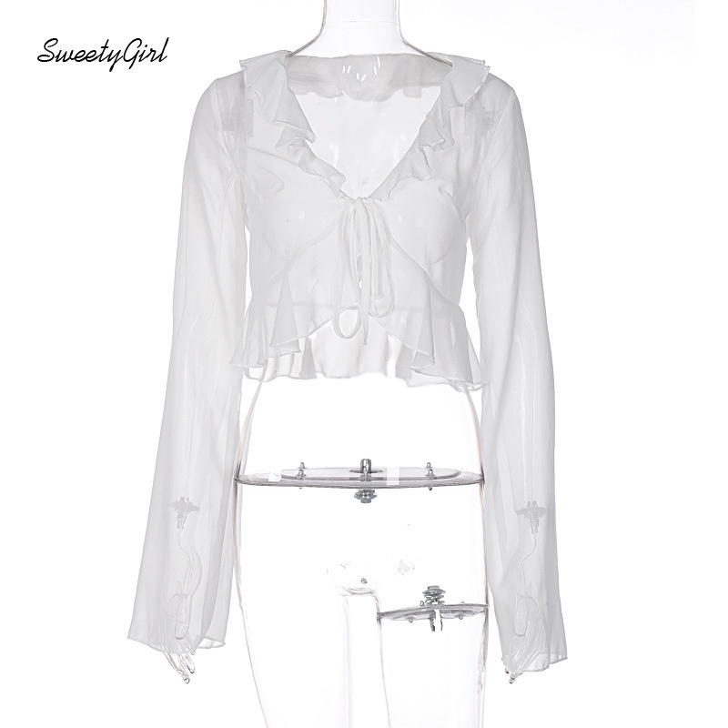 Áo Thun Cổ Chữ V Tay Dài Dáng Rộng Màu Trơn Quyến Rũ Dành Cho Nữ 2022