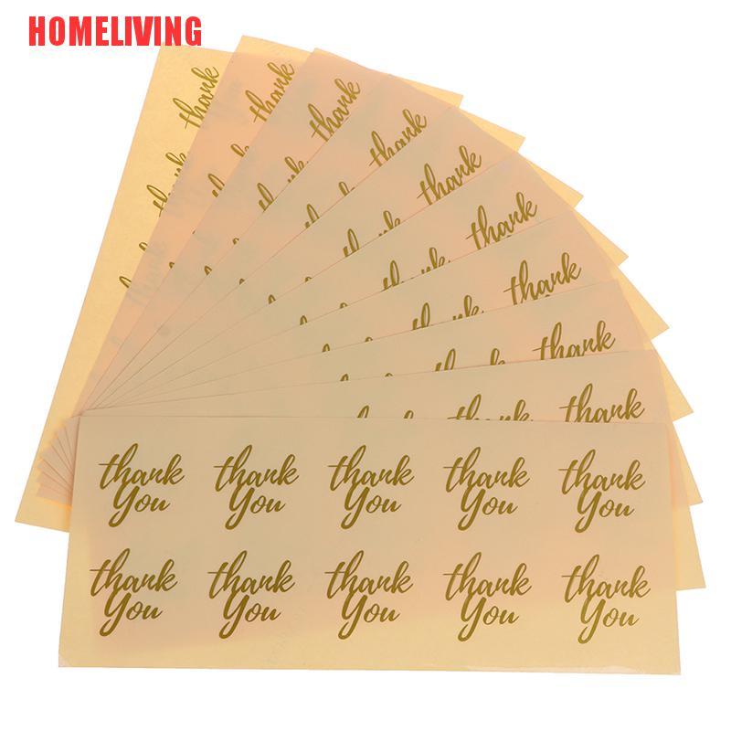 Set 100 Nhãn Dán Trong Suốt In Chữ Thank you Màu Vàng Dùng Trang Trí Quà Tặng DIY