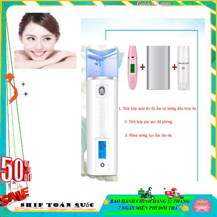 {Hot New} Máy xịt khoáng xông mặt nano mini đo độ ẩm da