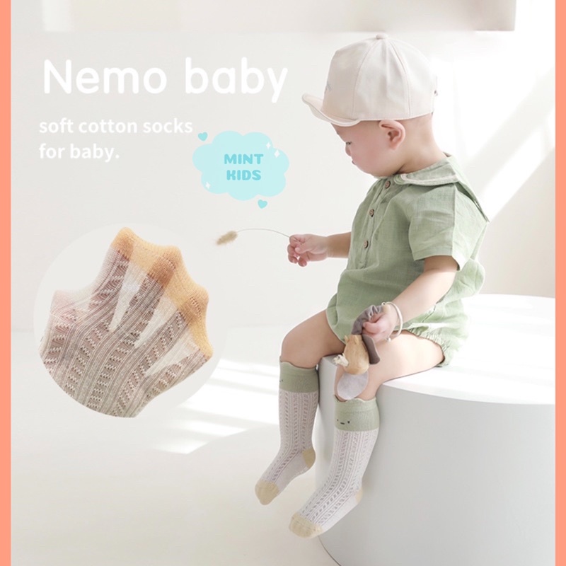 Tất Cổ Cao, Tất Lưới Cho Bé, Nemo Baby Mềm Mại,Tất Chống Trượt Cho Bé 0 Đến 3 Tuổi TL-05