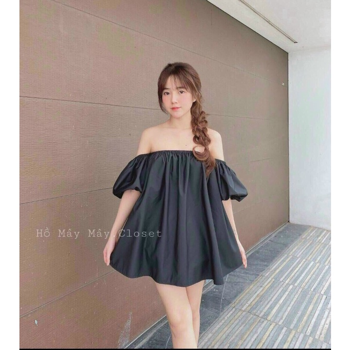 Áo bẹt vai tay phồng chất kate lụa dày dặn mềm mại có ảnh thật chính chủ