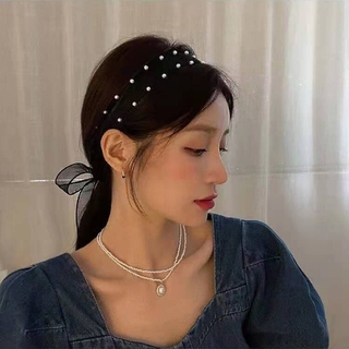 Băng Đô Cài Tóc Đính Ngọc Trai Phong Cách Hàn Quốc