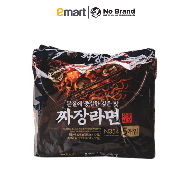 [Mã FMCGM25 - 10% ĐH 150K] Lô 5 Gói Mì Trộn Tương Đen Hàn Quốc No Brand 135g - Emart VN