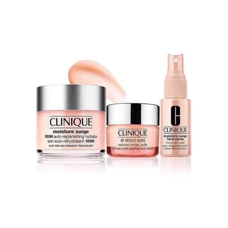 Set Kem Dưỡng Ẩm Clinique Moisture Surge 100H 3 món 125ml
