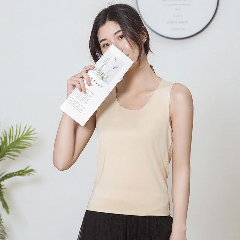 Áo lụa YEYA không tay không đường may phong cách Hàn Quốc cho nữ