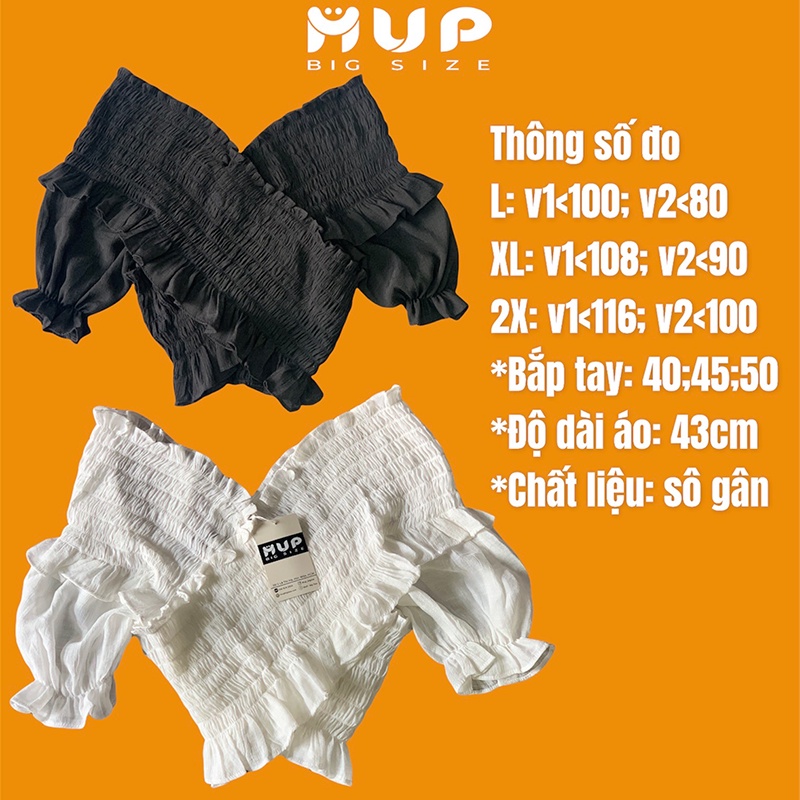 Áo kiểu croptop nữ bigsize áo trễ vai bánh bèo hàn quốc MUP bigsize AK02
