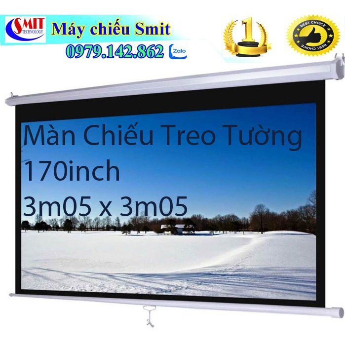 MÀN CHIẾU TREO TƯỜNG 170inch - 3m05 x 3m05 - Hàng Chính hãng