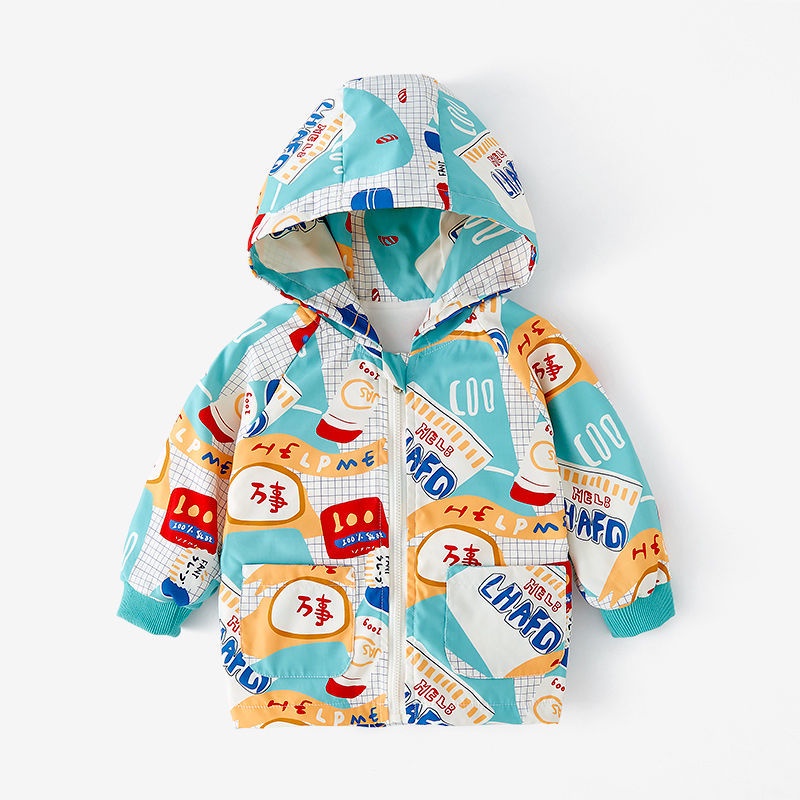 Áo khoác nhung in họa tiết hoạt hình thời trang thu đông Hàn Quốc cho bé