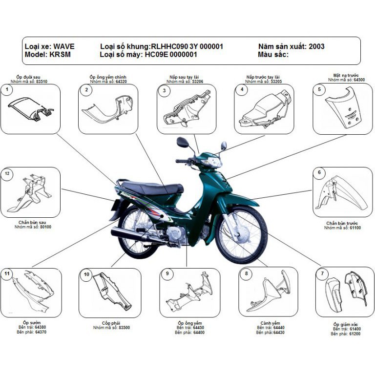 Dè Trước - Chắn Bùn Trước Wave Chính Hãng Honda Đủ Màu