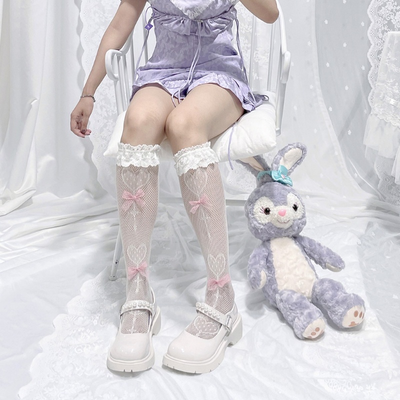 XIXI Vớ ren đính nơ phong cách Lolita dễ thương dành cho nữ
