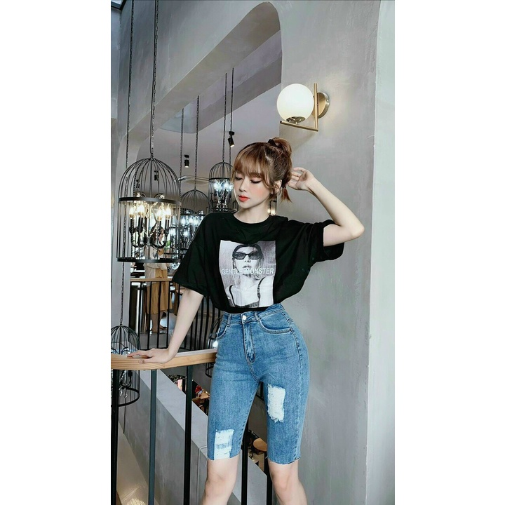 Quần short jean ngố nữ rách nhẹ cao cấp, chất liệu denim dễ thương, tôn dáng TUẤN KIỆT Store 8888 Q19