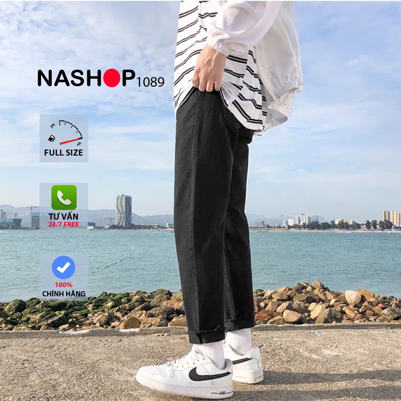 Quần vải jean bò đen baggy nam đẹp hot năm 2021 Nashop 1089 | BigBuy360 - bigbuy360.vn