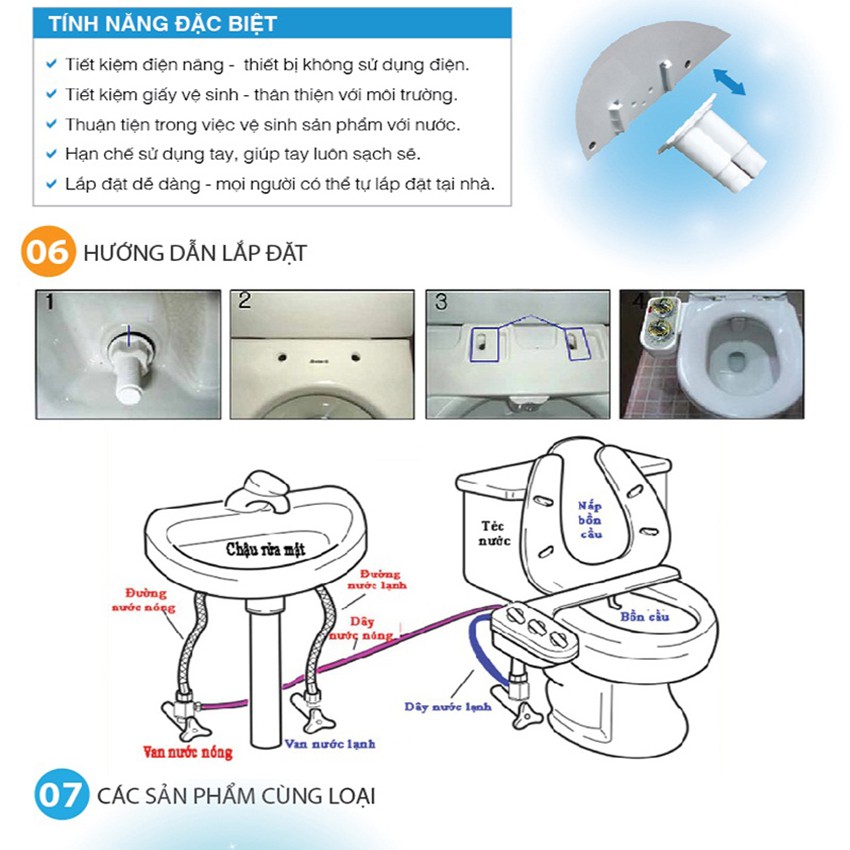 THIẾT BỊ VÒI XỊT RỬA VỆ SINH THÔNG MINH HYUNDAE BIDET HB8200 (sử dụng được nước nóng lạnh)