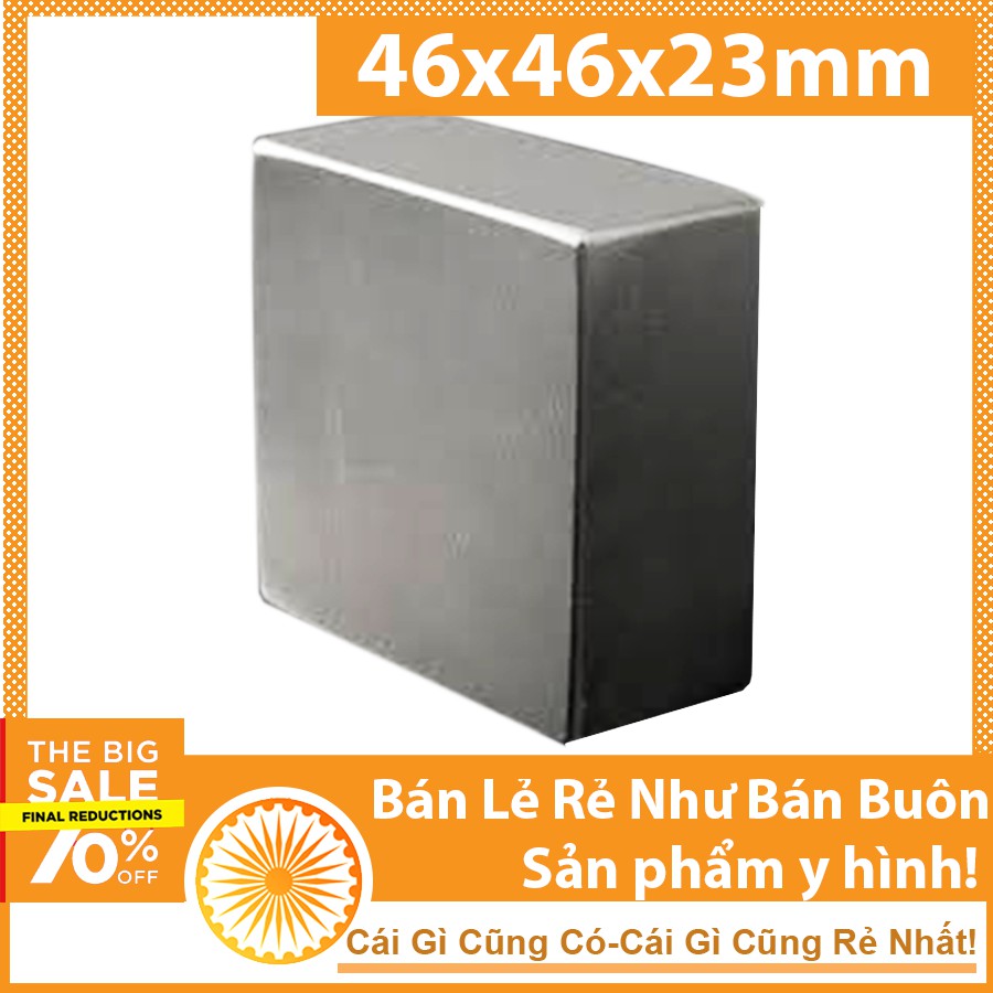 Nam châm đất hiếm kích thước 46x46x23mm siêu mạnh