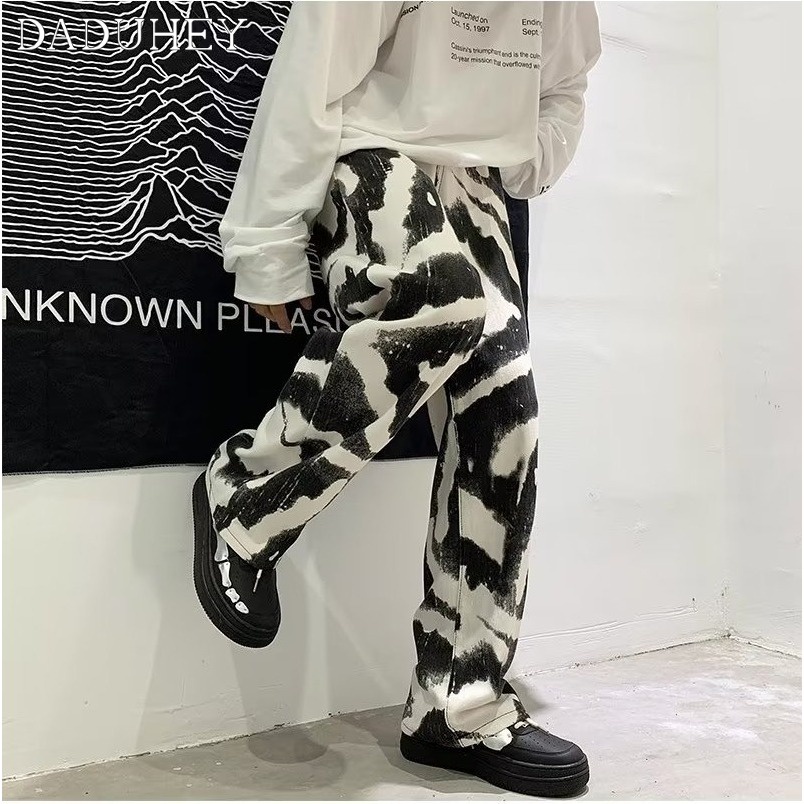 DaDuHey Autumn Loose Tide Tie-Dyed Street Casual Pants Men 2022 Camouflage Cargo Pants