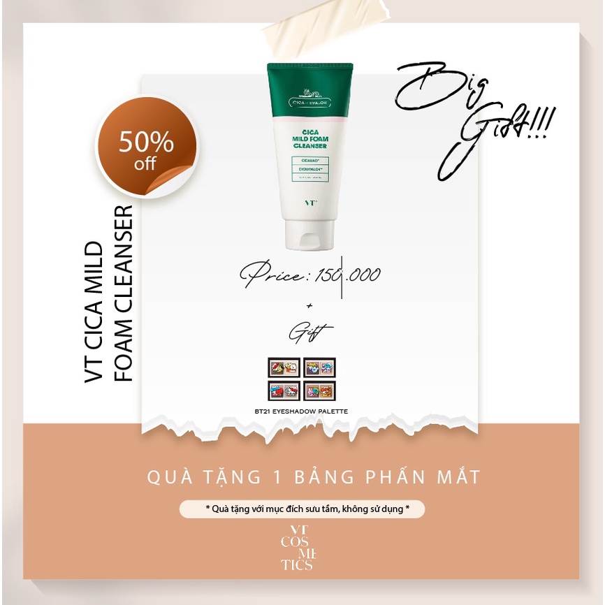 Sữa Rửa Mặt CICA MILD FOAM CLEANSER⚡FREESHIP⚡,Tạo Bọt, Làm Sạch Sâu, Dịu Nhẹ Cho Da Dầu, Da Mụn