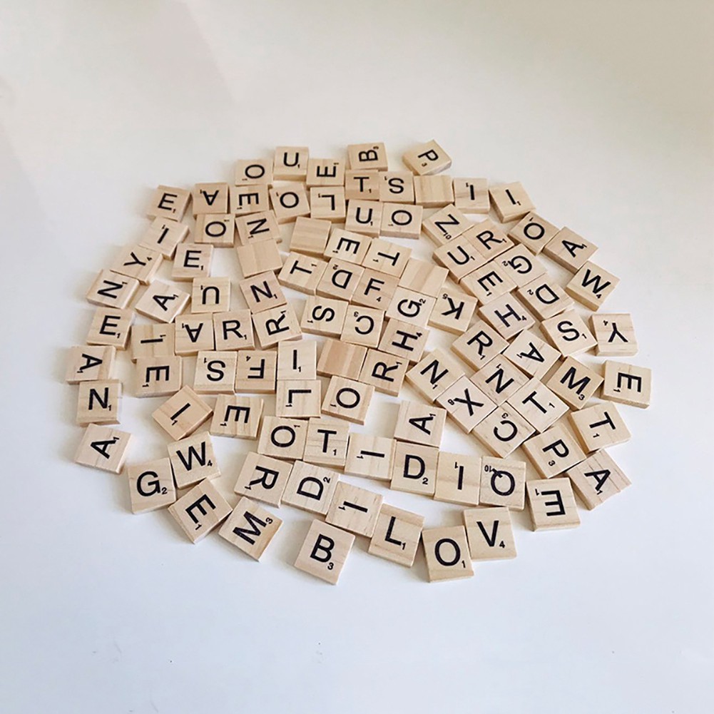 Set 100 ô gạch hình chữ cái bằng gỗ đầy tính giáo dục dành cho bé V28