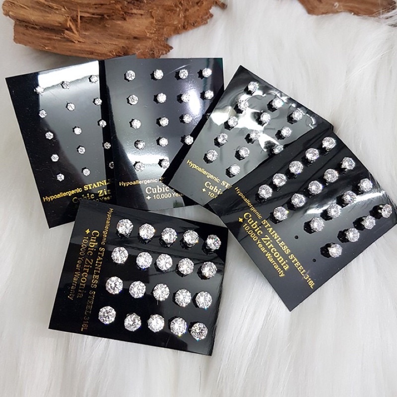 Bông tai kim cương đính nụ đá size mini Yukimishop