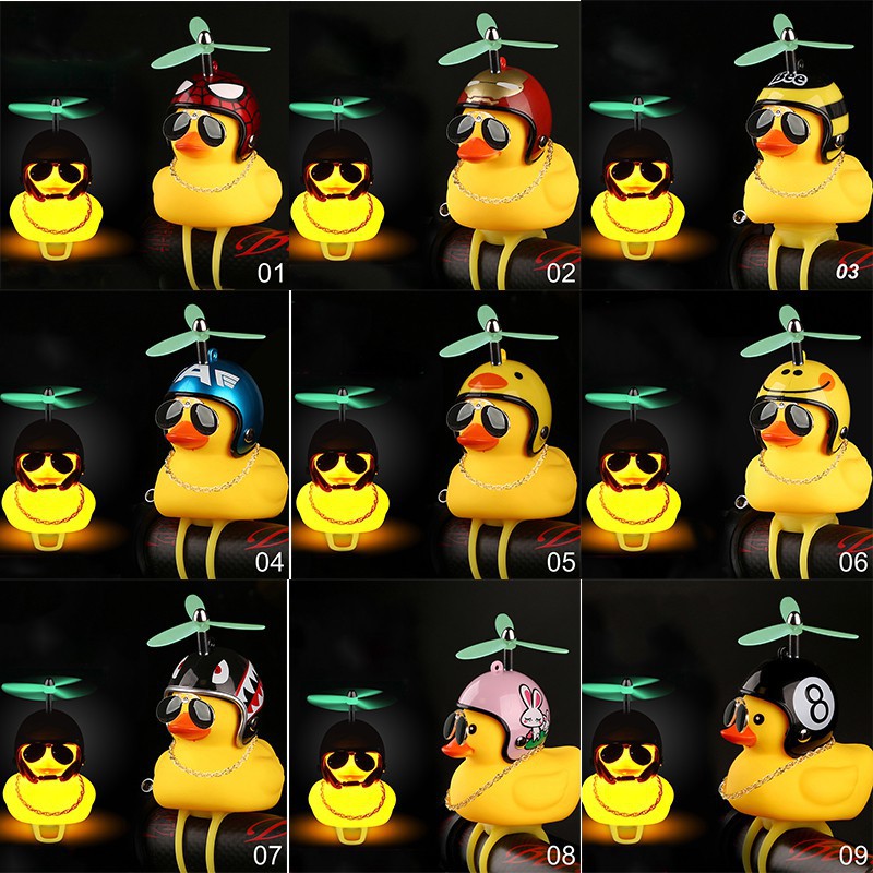 Phụ kiện trang trí xe đạp hình vịt đội mũ bảo hiểm dễ thương