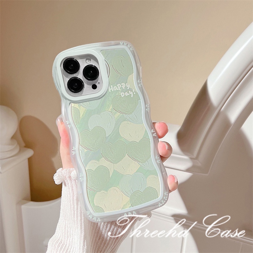 Ốp Điện Thoại Mềm Họa Tiết Trái Tim Viền Gợn Sóng Cho iPhone 14 13 12 11 Pro Max SE2020 X XR Xs Max 7 8 6 6s Plus