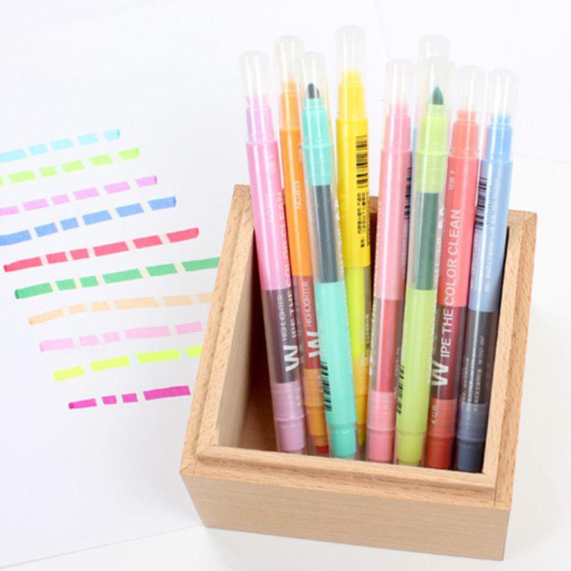 Bút đánh dấu hai đầu có thể xóa được đánh dấu huỳnh quang WIPE THE COLOR CLEAN HIGHLIGHTER