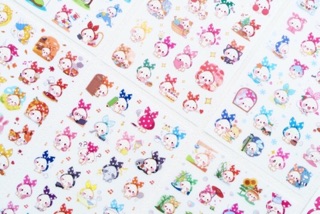 Bộ sticker 6 tấm thỏ quàng khăn
