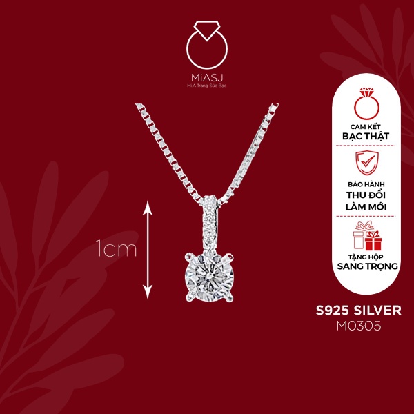 Mặt dây chuyền nữ Bạc Ý S925 MiASJ đính đá Cz nhiều kiểu dáng kích thước da dạng M5
