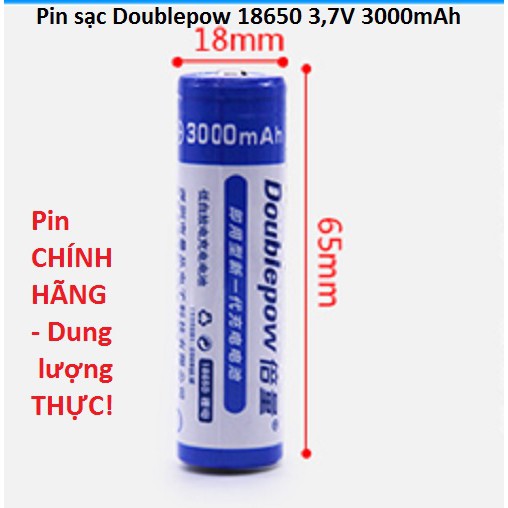 [Mã 2404EL10K giảm 10K đơn 20K] Pin sạc dung lượng cao Doublepow 18650 3.7V 3000mAh (1viên)