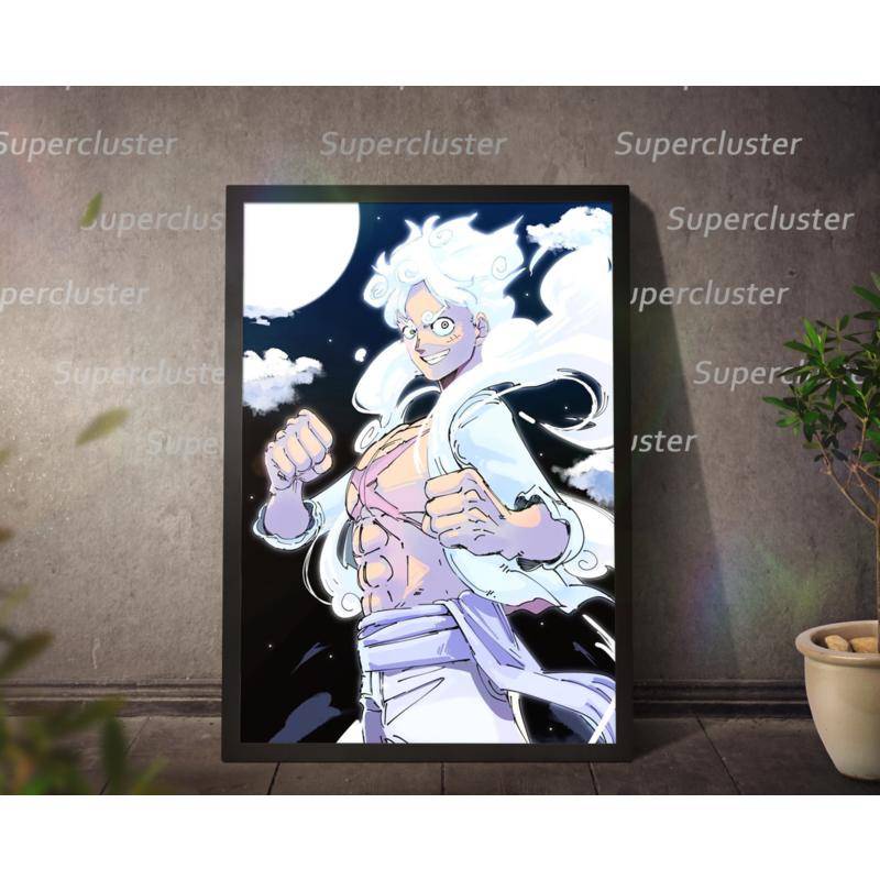 Tranh Vải Cuốn Treo Tường Họa Tiết Hoạt Hình One Piece Gear 5 Nika Luffy