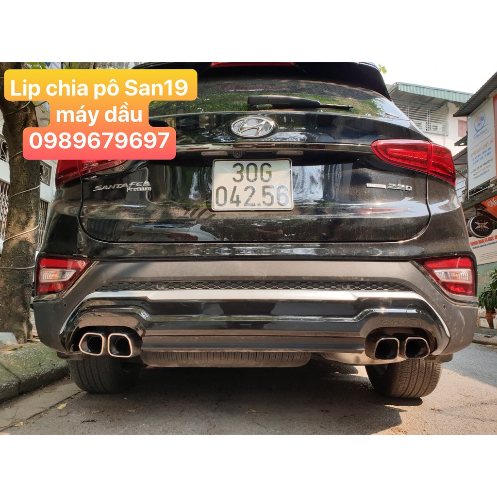 LIP CHIA PÔ XE HYUNDAI SANTAFE 2019 - 2020 NHỰA ABS MẠ KÈM ỐNG XẢ INOX ( BẢN MÁY DẦU )