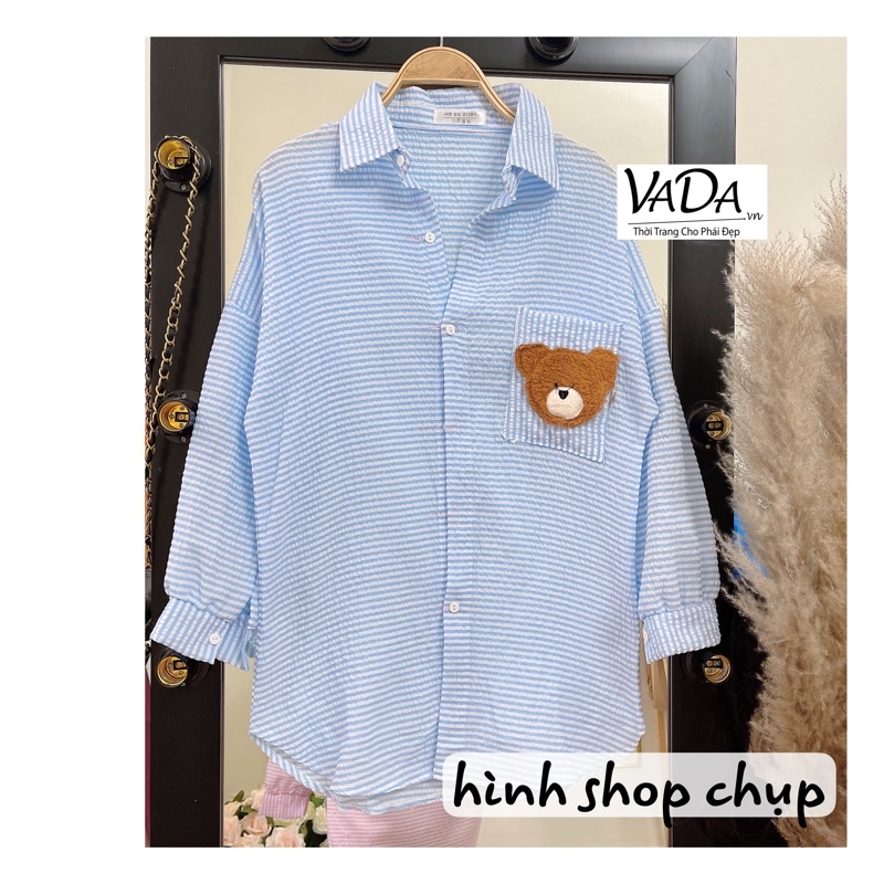 Áo sơ mi tay dài sọc sắc màu đi làm , đi chơi  phối gì cũng xinh -Thời Trang VADA (SỌC)