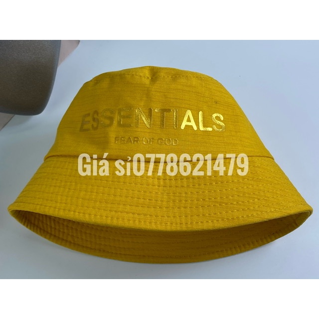 Mũ vành cụp hàn quốc - nón bucket cụp ép chữ essetial full màu unisex thể thao thời trang