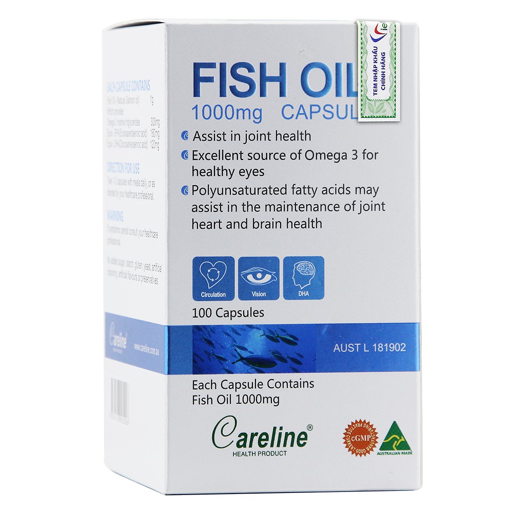 Viên Nang Mềm CARELINE Fish Oil (Salmon Oil) Dầu Cá Hồi Tăng Cường Sức Khoẻ Toàn Diện 100 Viên